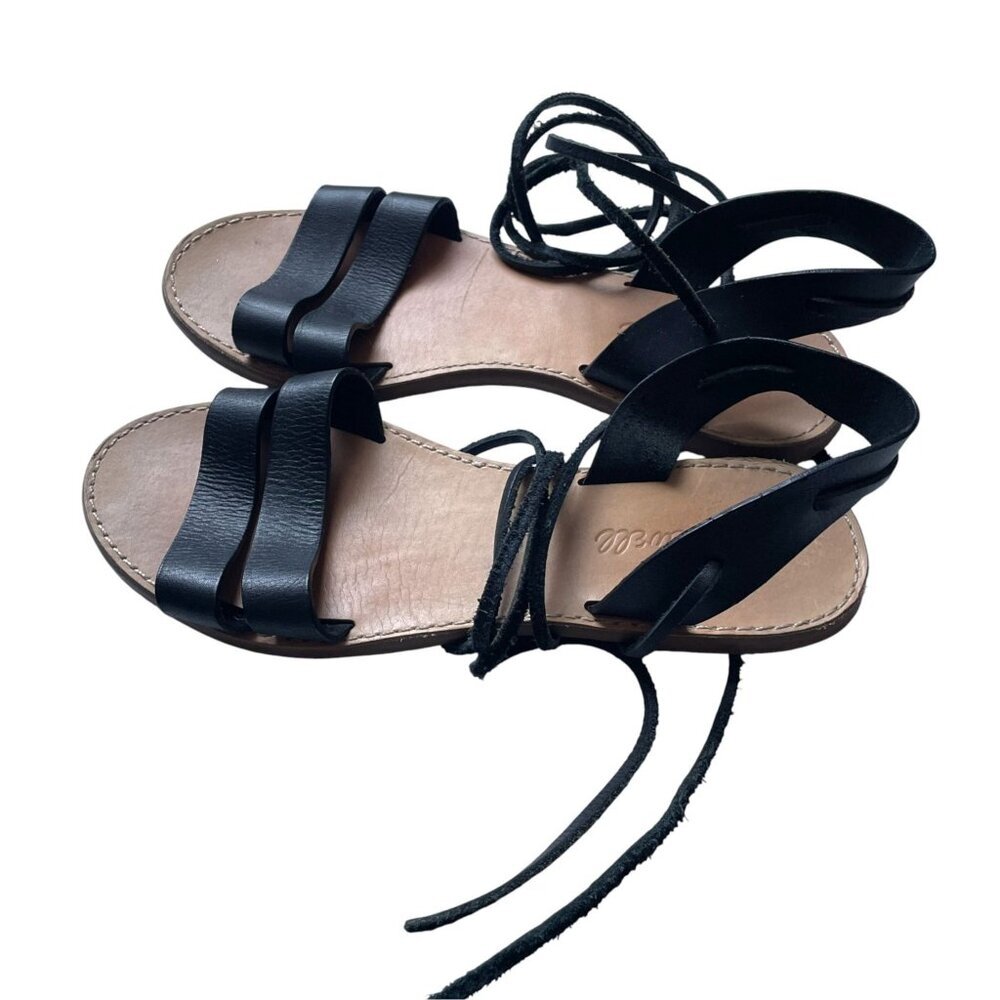 Madewell Womens Black Leather Lace-Up Sandals Size 7